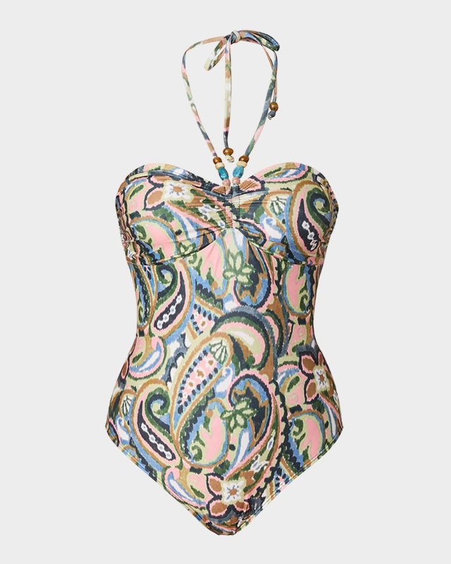 Paisley Cinched One-Piece Swimsuit